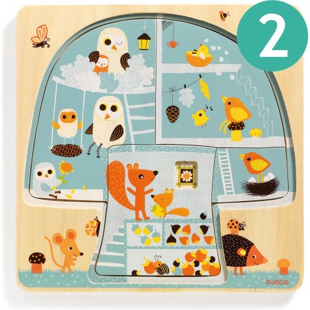 Puzzle Bois 3 Niveaux: Chez Nut - Jeu de société - Djeco