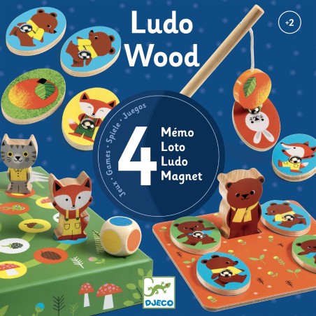 Coffret 4 jeux éducatifs en bois Ludo Wood - dès 2 ans - Djeco