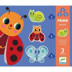 Puzzle évolutif 3 à 5 pièces : Primo Dans le jardin - Djeco