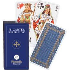 Jeu de 54 Cartes Poker 100% PVC 4 index Jumbo Lotus dos bleu - Fungames