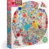 Puzzle rond 500 pièces : Oiseau bleu Oiseau jaune - Eeboo