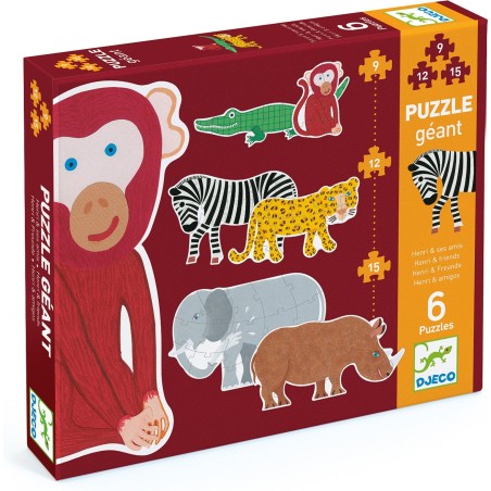Puzzles géants 9 à 15 pièces : henri et ses amis - Djeco