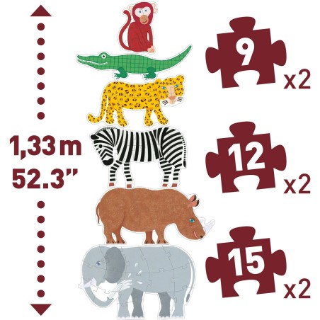 Puzzles géants 9 à 15 pièces : henri et ses amis - Djeco