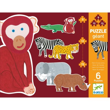 Puzzles géants 9 à 15 pièces : henri et ses amis - Djeco