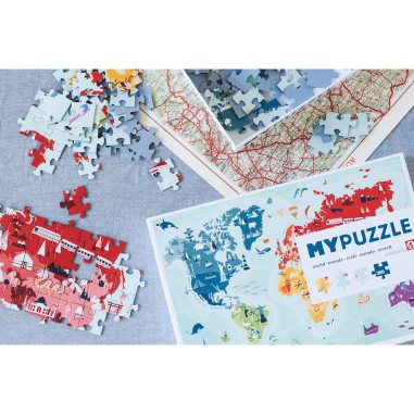 Puzzle 260 pièces : carte du monde mypuzzle monde - Helvetiq