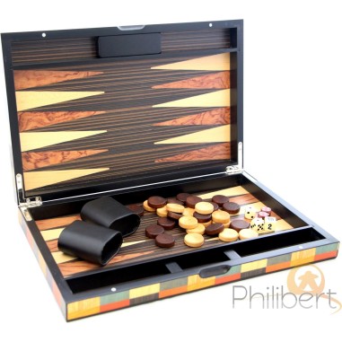 Backgammon marquété Arlequin 38cm - Loisirs Nouveaux