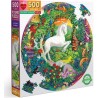 Puzzle rond 500 pièces : Jardin de licorne - Eeboo