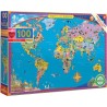 Puzzle - Carte du Monde - 100 Pièces - Eeboo