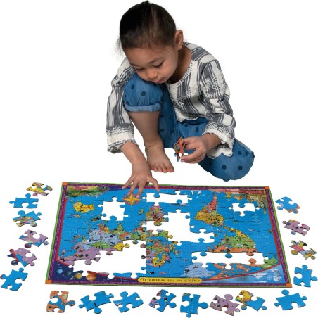 Puzzle - Carte du Monde - 100 Pièces - Jeux classiques - Eeboo