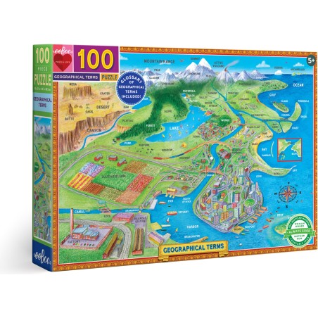 Puzzle - Termes Géographiques - 100 Pièces - Jeux classiques - Eeboo