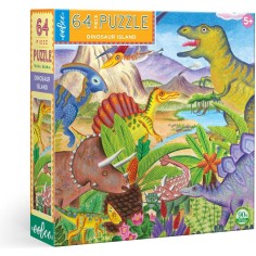 Puzzle - Ile des Dinosaures- 64 Pièces - Jeux classiques - Eeboo