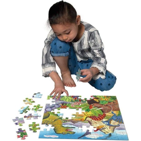 Puzzle - Ile des Dinosaures- 64 Pièces - Jeux classiques - Eeboo