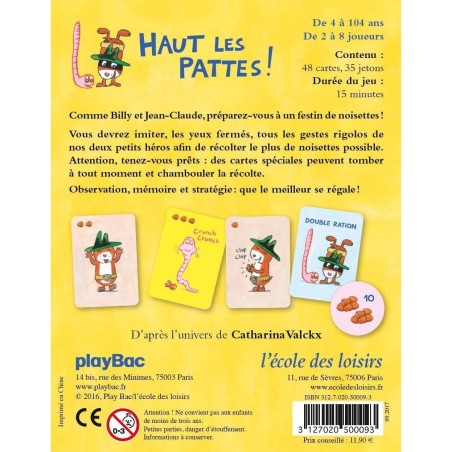 Haut les pattes - Jeu de société enfant - L'école Des Loisirs