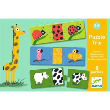 Puzzle trio Tout nu - Puzzle éducatif enfant - Djeco