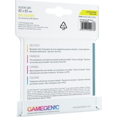 : 50 Prime Sleeves 82x82 - Accessoires - Gamegenic