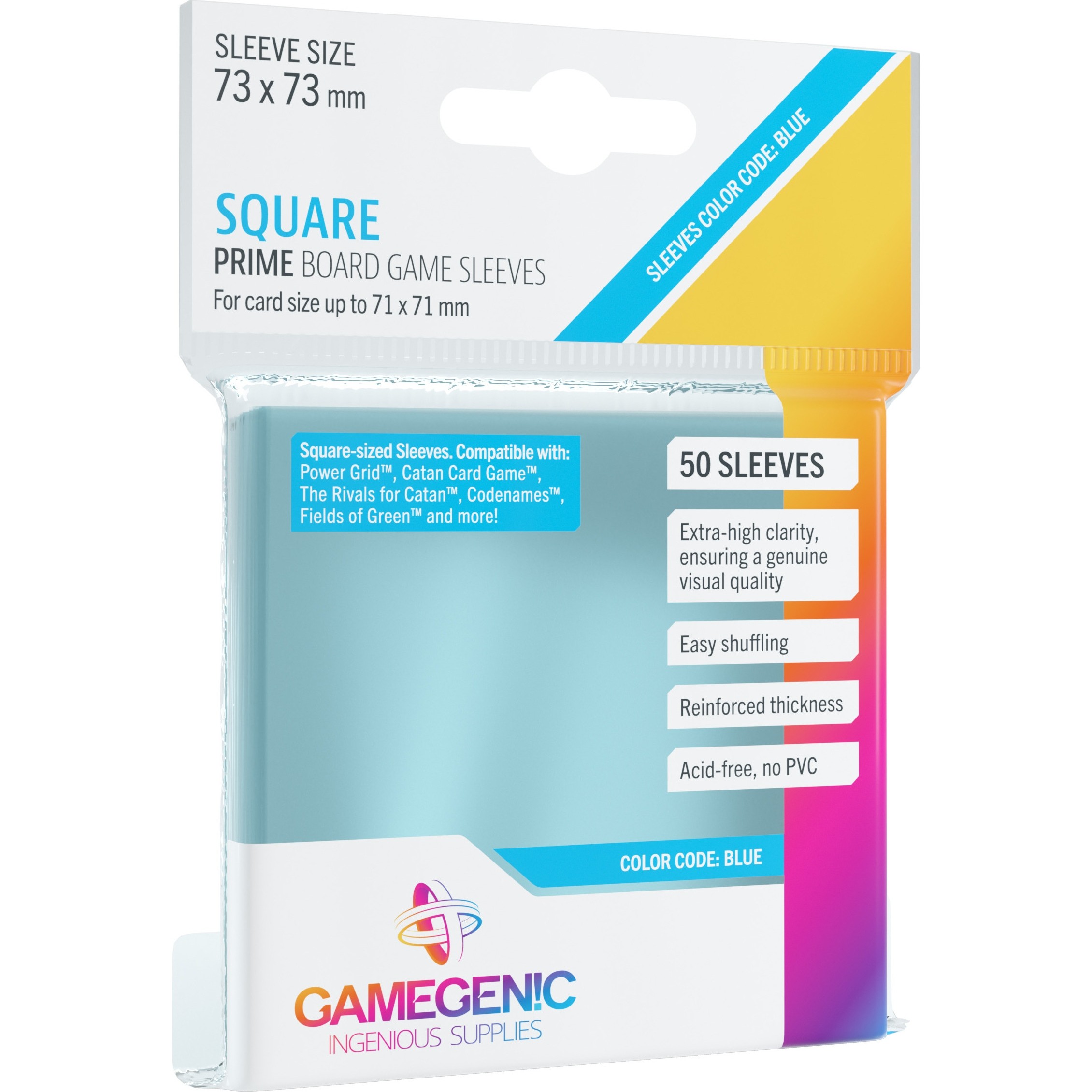 73x73mm Lot de 50 protègecartes Prime Carrés Gamegenic