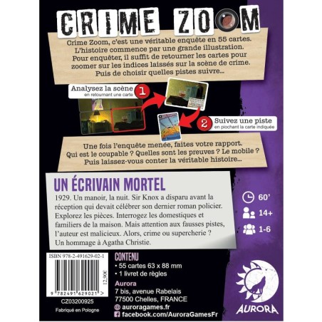 Crime Zoom - Un Ecrivain Mortel - Jeux de société - Aurora - Aurora Games