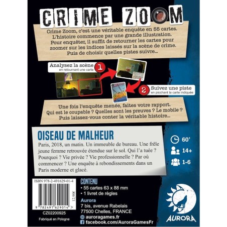 Crime Zoom - Oiseau de Malheur - Jeux de société - Aurora - Aurora Games