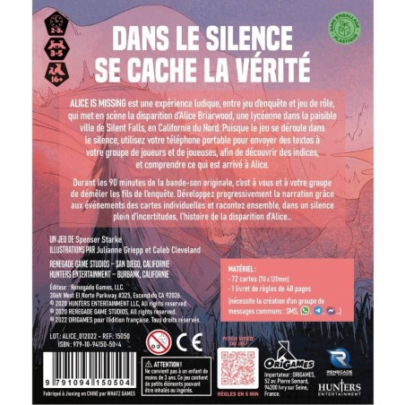 Alice is Missing - Renegade Game Studio - Jeux de société - Renegade Games