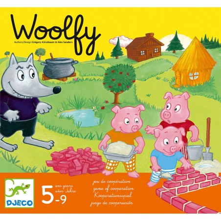 Jeu coopératif Woolfy - jeu des 3 petits cochons - Djeco
